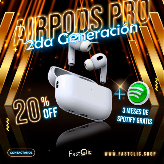 ™ AirPods Pro 2da Generación+3 Meses Gratis de Spotify Premium